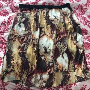 NWOT Multicolored Silky Tulip Hem Skirt